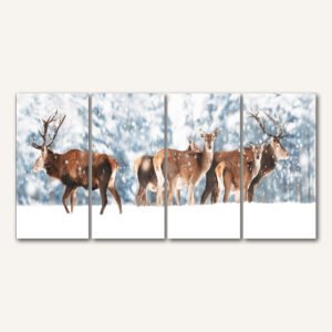 Tablou Canvas 4 Piese - Winter Deers