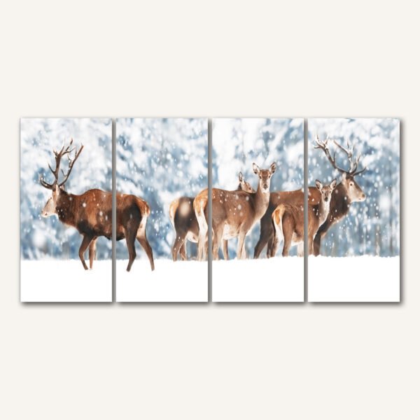 Tablou Canvas 4 Piese - Winter Deers