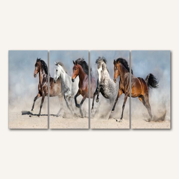 Tablou Canvas 4 Piese - Wild Horses