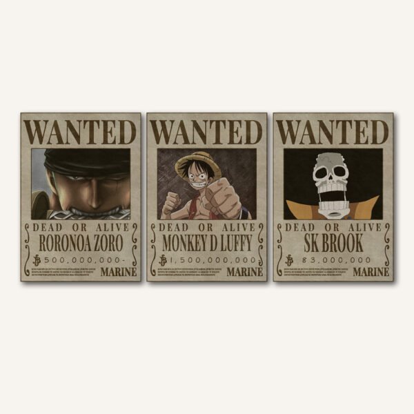 Tablou Canvas 3 Piese - One Piece Wanted Posters