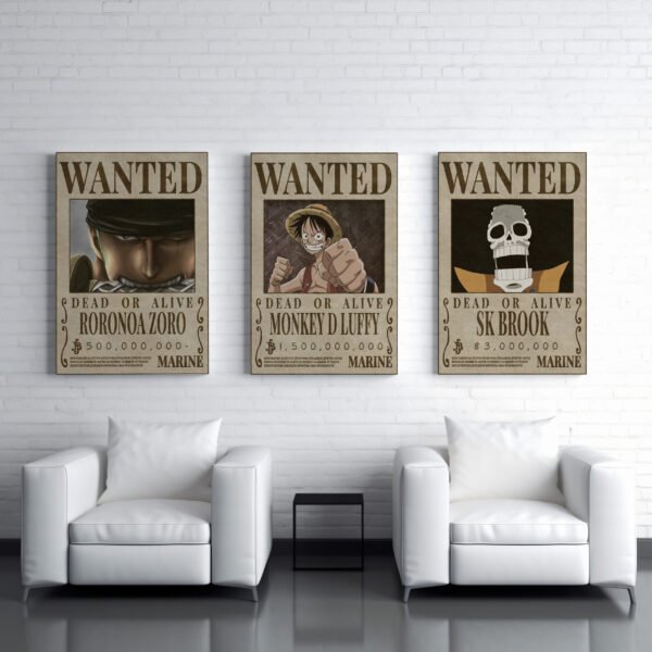 Tablou Canvas 3 Piese - One Piece Wanted Posters - Detaliu Tablou Canvas nr. 31000