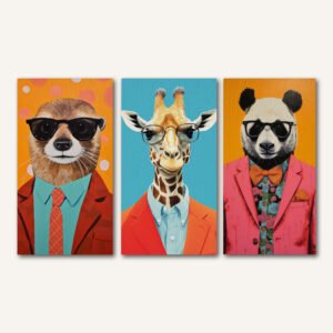 Tablou Canvas 3 Piese - Suit Up Animals