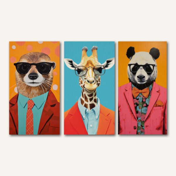 Tablou Canvas 3 Piese - Suit Up Animals