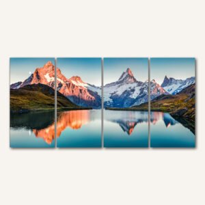 Tablou Canvas 4 Piese - Apus Alpin