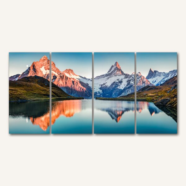 Tablou Canvas 4 Piese - Apus Alpin