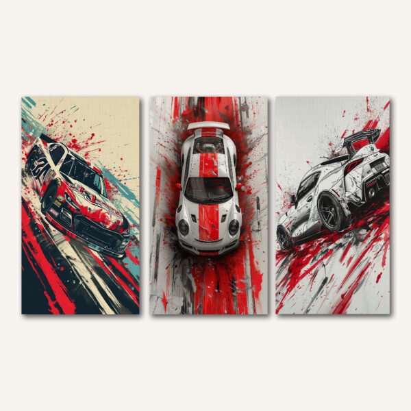 Tablou Canvas 3 Piese - Racing Splash Art
