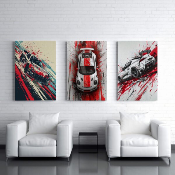 Tablou Canvas 3 Piese - Racing Splash Art - Detaliu Tablou Canvas nr. 30988