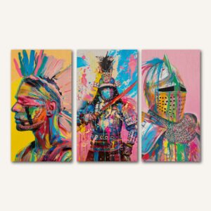 Tablou Canvas 3 Piese - Pop-Art Warriors
