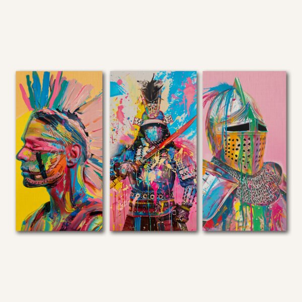 Tablou Canvas 3 Piese - Pop-Art Warriors
