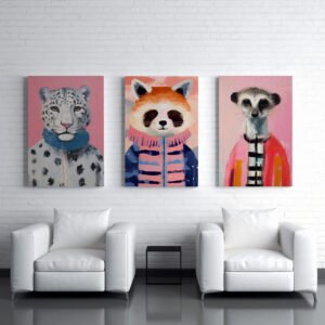 Tablou Canvas 3 Piese - Animale Pastel - Detaliu Tablou Canvas nr. 31003