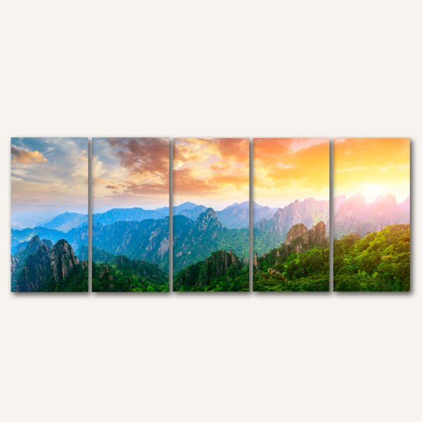Tablou Canvas 5 Piese - Vârfurile Mărețe din Huangshan