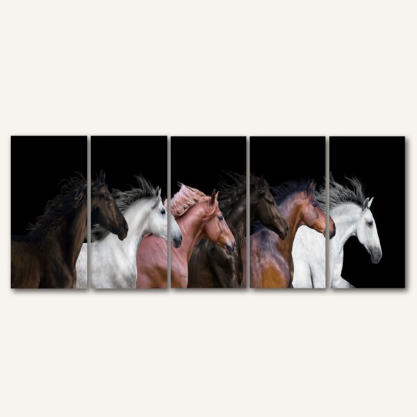Tablou Canvas 5 Piese - Mystic Horses