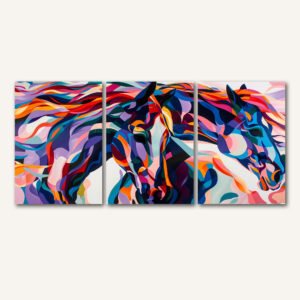 Tablou Canvas 3 Piese -  Abstract Horses