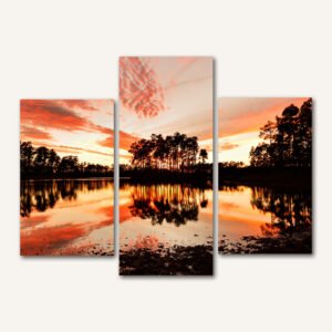 Tablou Canvas 3 Piese -  Incendiu pe Cer