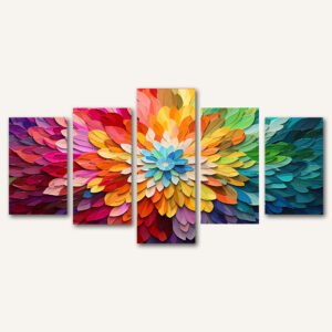 Tablou Canvas 5 Piese -  Rainbow Flower Art