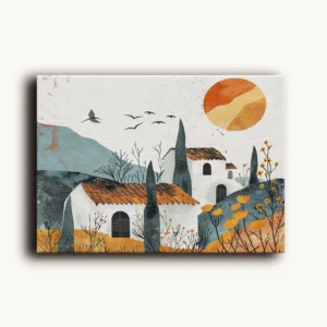 Tablou Canvas Case Albe la Apus - Detaliu Tablou Canvas nr. 23050