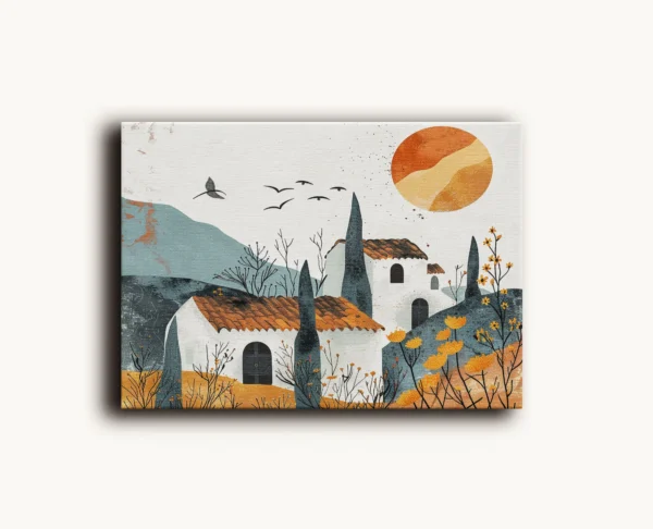 Tablou Canvas Case Albe la Apus - Detaliu Tablou Canvas nr. 23050