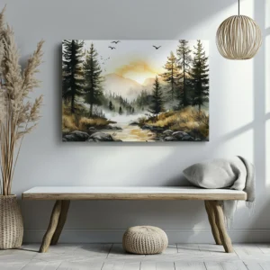 Tablou Canvas Pădure de Pini la Răsărit - Detaliu Tablou Canvas nr. 22502