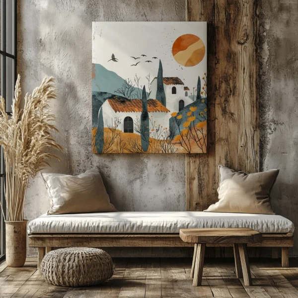 Tablou Canvas Case Albe la Apus - Detaliu Tablou Canvas nr. 23051