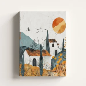 Tablou Canvas Case Albe la Apus
