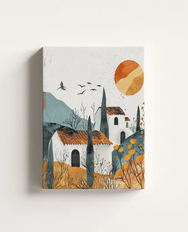 Tablou Canvas Case Albe la Apus