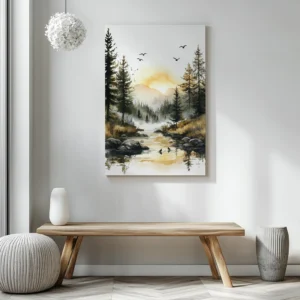 Tablou Canvas Pădure de Pini la Răsărit - Detaliu Tablou Canvas nr. 22501
