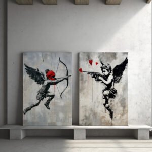 Tablou Canvas 2 Piese - Street Art Cupids - Detaliu Tablou Canvas nr. 31062