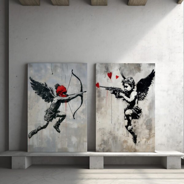 Tablou Canvas 2 Piese - Street Art Cupids - Detaliu Tablou Canvas nr. 31062