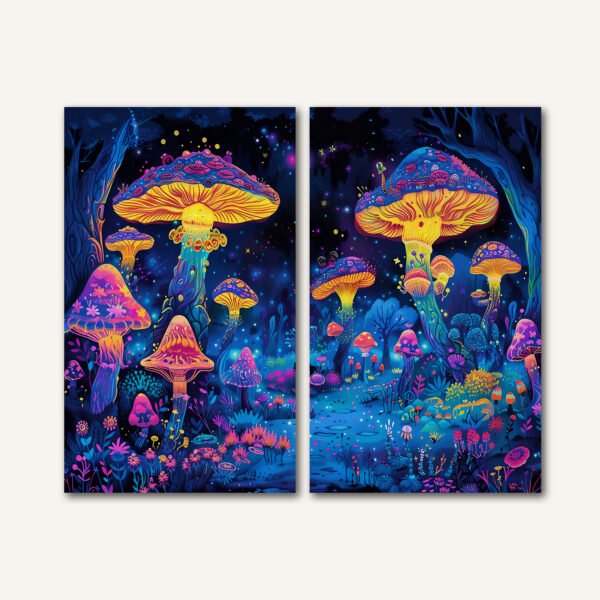 Tablou Canvas 2 Piese - Neon Shroom