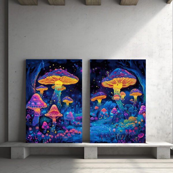 Tablou Canvas 2 Piese - Neon Shroom - Detaliu Tablou Canvas nr. 31068
