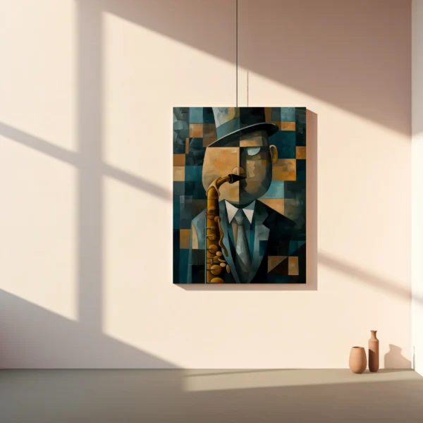 Tablou Canvas Ecourile Saxofonului Albastru - Detaliu Tablou Canvas nr. 23291