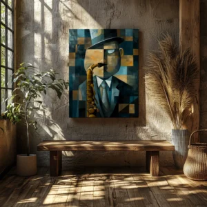 Tablou Canvas Ecourile Saxofonului Albastru - Detaliu Tablou Canvas nr. 23290