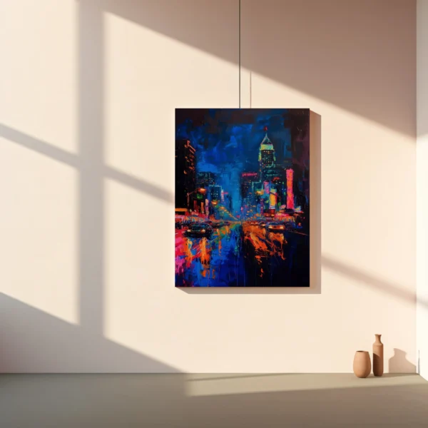 Tablou Canvas Nocturnă Urbană Electrică - Detaliu Tablou Canvas nr. 23294