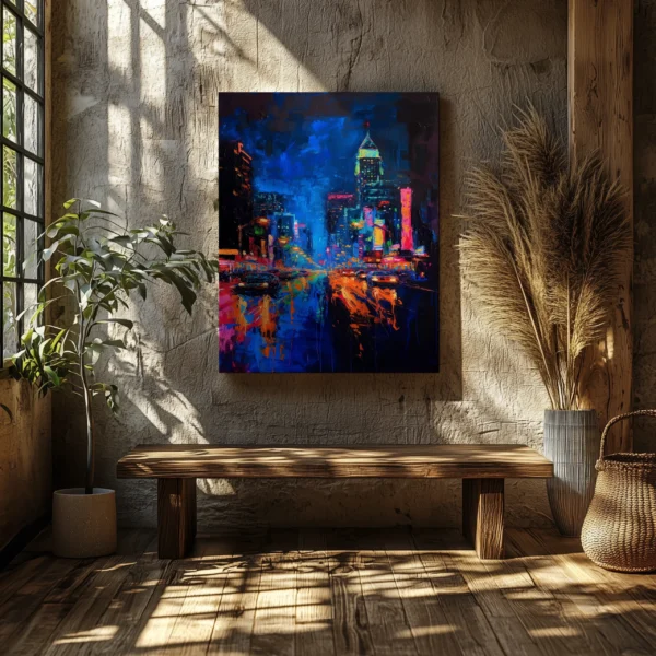Tablou Canvas Nocturnă Urbană Electrică - Detaliu Tablou Canvas nr. 23293