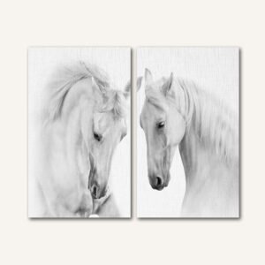 Tablou Canvas 2 Piese -  White Horses