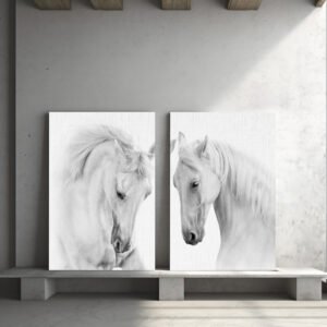 Tablou Canvas 2 Piese -  White Horses - Detaliu Tablou Canvas nr. 31080
