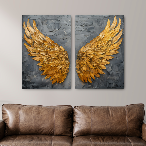 Tablou Canvas 2 Piese - Golden Wings - Detaliu Tablou Canvas nr. 31421