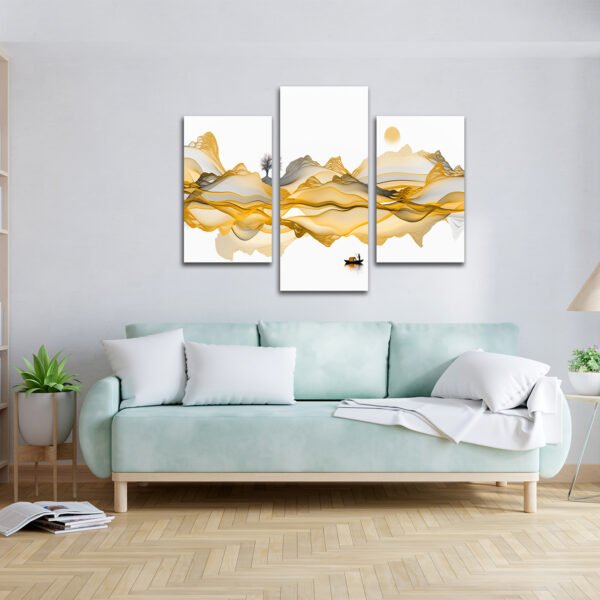 Tablou Canvas 3 Piese - Golden Zen Landscape - Detaliu Tablou Canvas nr. 31434