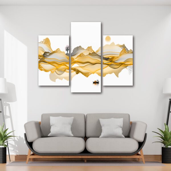 Tablou Canvas 3 Piese - Golden Zen Landscape - Detaliu Tablou Canvas nr. 31449