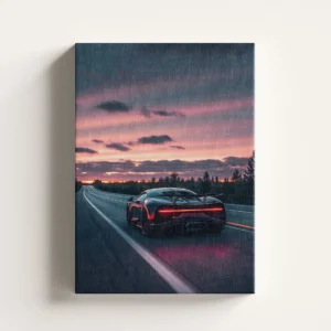 Tablou Canvas Bugatti Chiron - Viteză la Apus