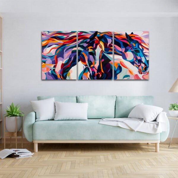 Tablou Canvas 3 Piese -  Abstract Horses - Detaliu Tablou Canvas nr. 31448