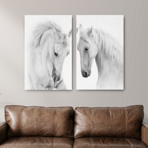 Tablou Canvas 2 Piese -  White Horses - Detaliu Tablou Canvas nr. 31422