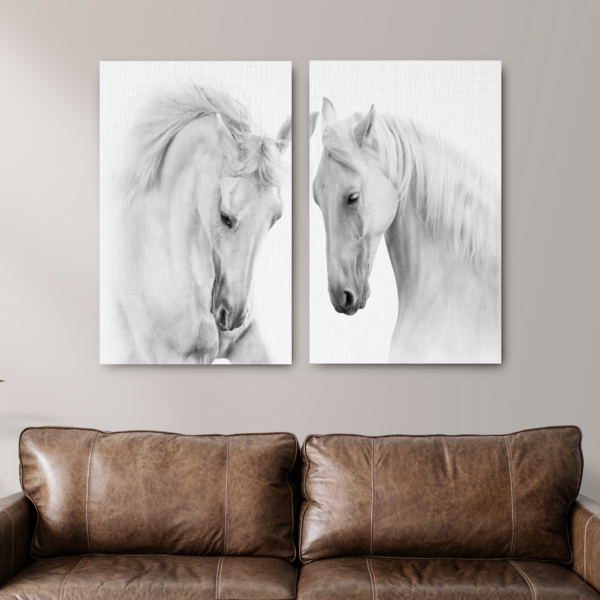 Tablou Canvas 2 Piese -  White Horses - Detaliu Tablou Canvas nr. 31422