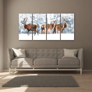 Tablou Canvas 4 Piese - Winter Deers - Detaliu Tablou Canvas nr. 31480