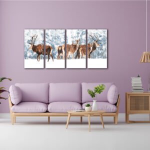Tablou Canvas 4 Piese - Winter Deers - Detaliu Tablou Canvas nr. 31481