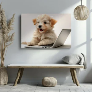 Tablou Canvas Cățelușul Programator - Detaliu Tablou Canvas nr. 27398