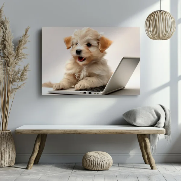 Tablou Canvas Cățelușul Programator - Detaliu Tablou Canvas nr. 27398