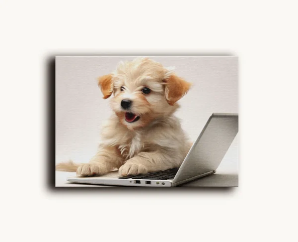 Tablou Canvas Cățelușul Programator - Detaliu Tablou Canvas nr. 27397