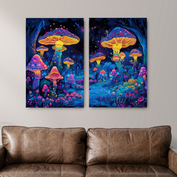 Tablou Canvas 2 Piese - Neon Shroom - Detaliu Tablou Canvas nr. 31423