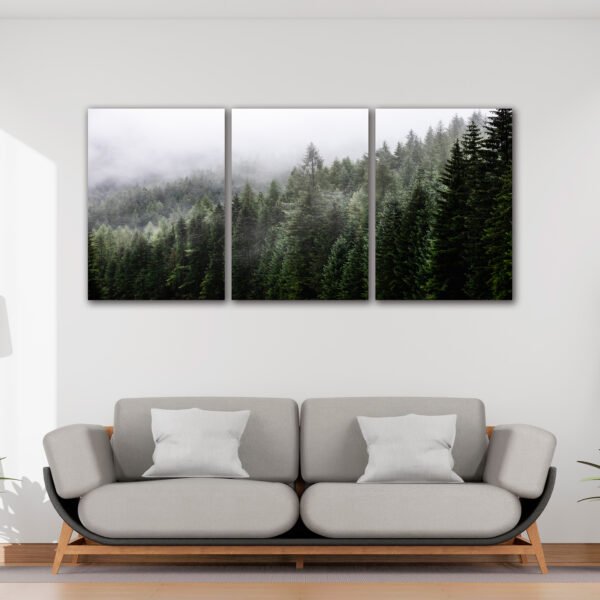 Tablou Canvas 3 Piese - Pădurea de Conifere - Detaliu Tablou Canvas nr. 31451